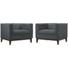 Modway Serve Modern Tuxedo Tufted Two Armchair Set with Upholstered Fabric in Gray