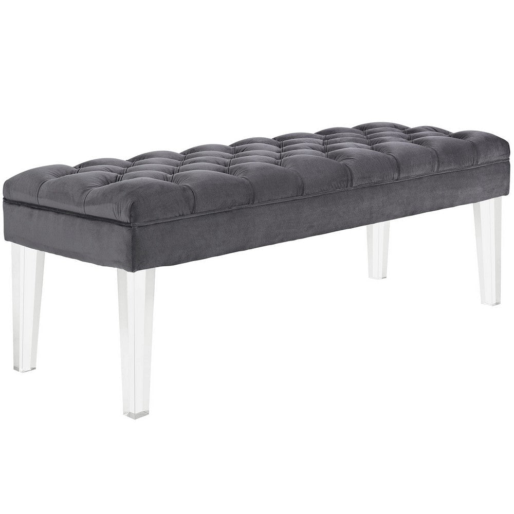 Valet Velvet Bench, Gray