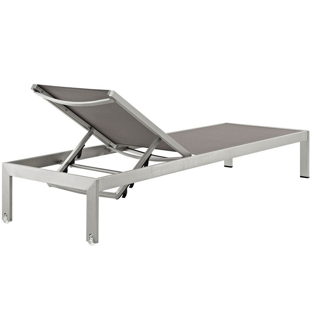 Shore 2 Piece Outdoor Patio Aluminum Set Silver Gray - No Shipping Charges MDY-EEI-2470-SLV-GRY-SET