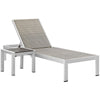 Modway EEI-2475-SLV-GRY-SET Shore Aluminum Outdoor Patio Chaise, Lounge Chair and Side Table Set, Silver Gray