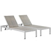 Modway Shore Aluminum Wicker Rattan Outdoor Patio Two Poolside Chaise Lounge Chairs in Silver Gray