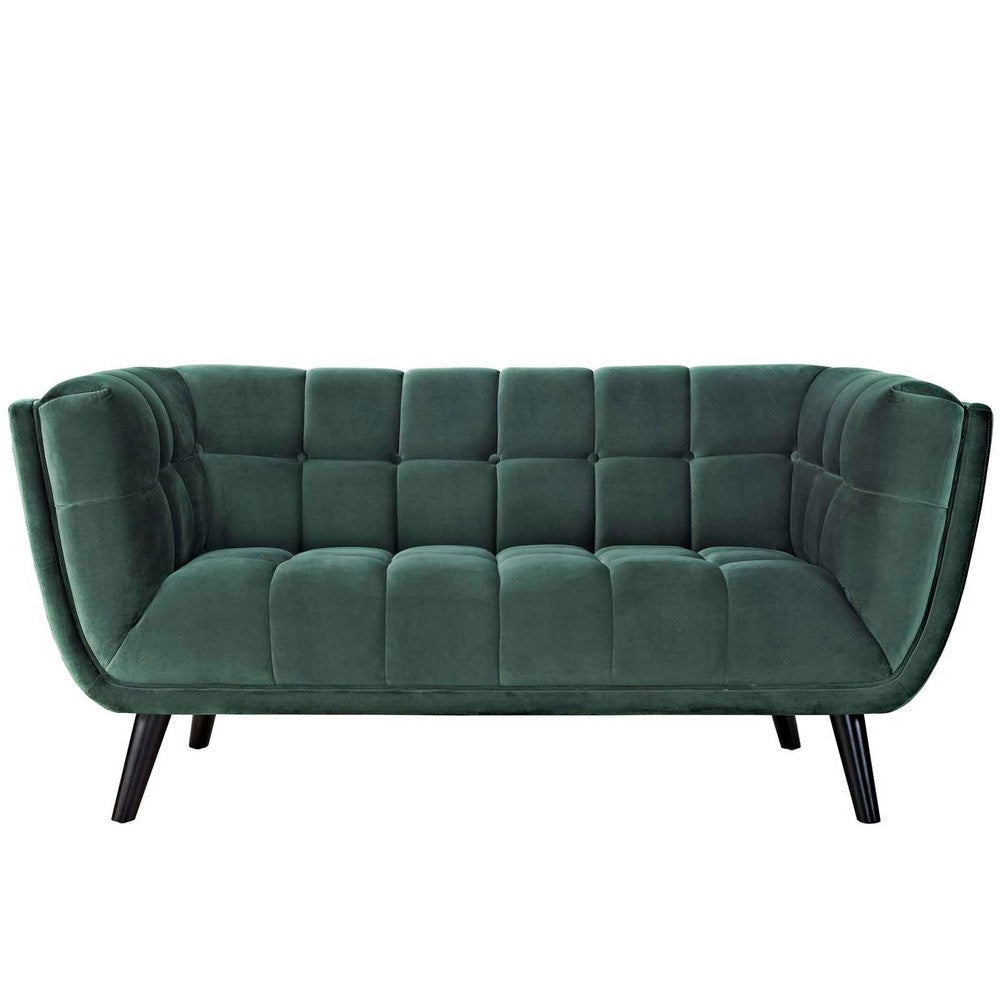 Modway Bestow Upholstered Velvet Button-Tufted Loveseat in Green MDY-EEI-2535-GRN