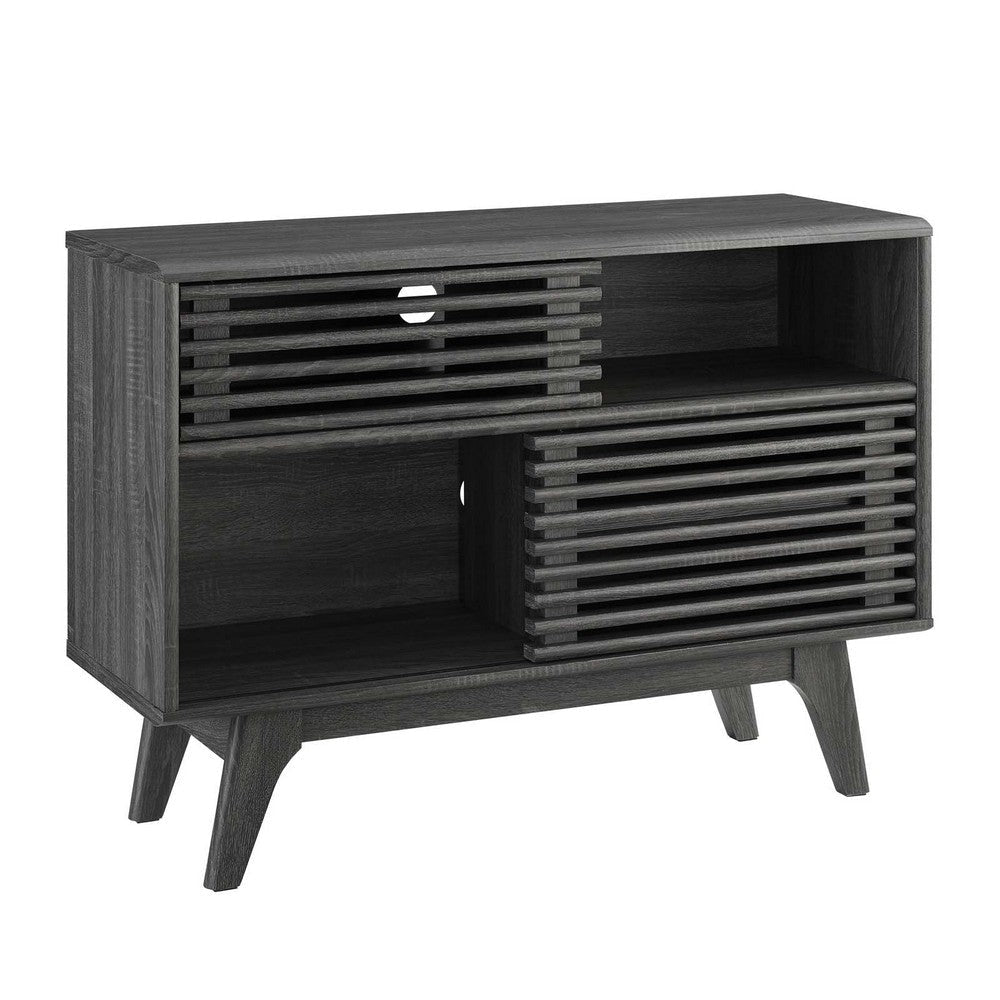 Modway Render Mid-Century Modern Two-Tier Display Stand in Charcoal