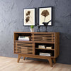 Modway Render Mid-Century Modern Two-Tier Display Stand in Oak