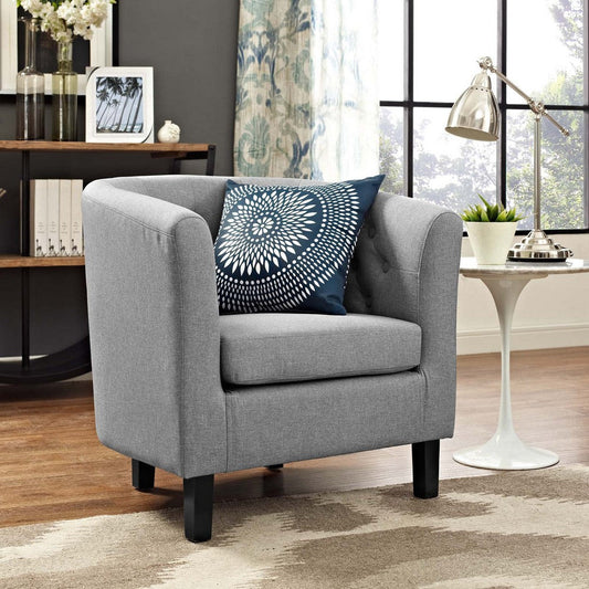 Modway Prospect Upholstered Fabric Contemporary Modern Accent Arm Chair in Light Gray