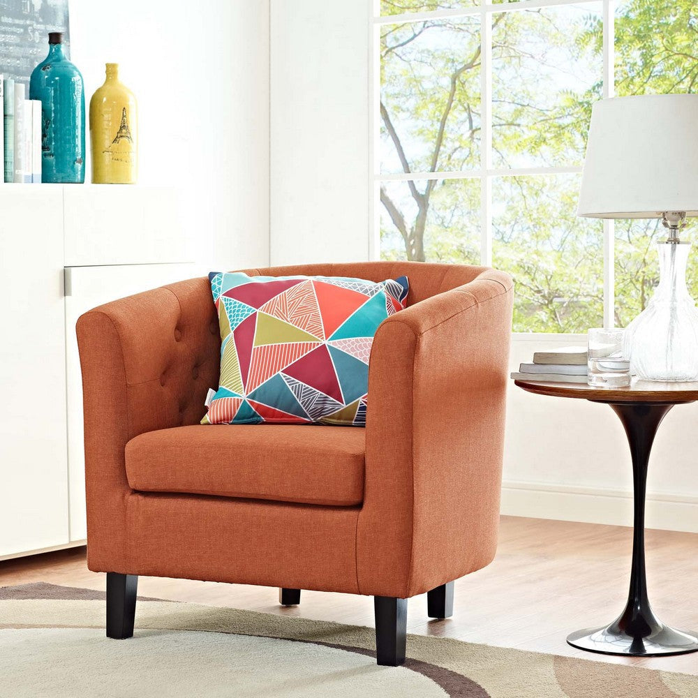 Modway Prospect Upholstered Fabric Contemporary Modern Accent Arm Chair in Orange