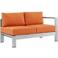 Modway Shore 5-Piece Aluminum Outdoor Patio Sectional Sofa Set in Silver Orange MDY-EEI-2557-SLV-ORA