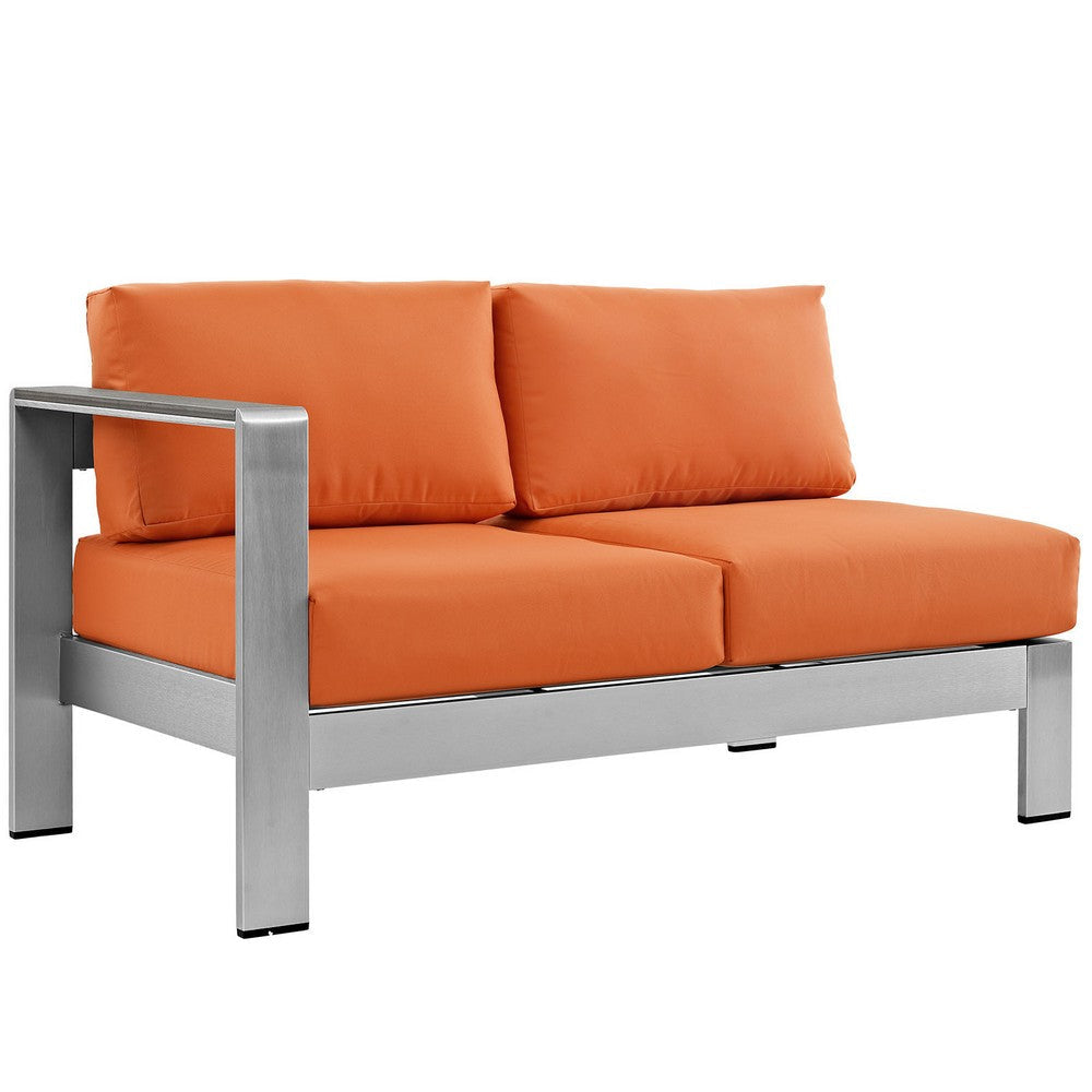 Modway Shore 4-Piece Aluminum Outdoor Patio Sectional Sofa Set in Silver Orange MDY-EEI-2559-SLV-ORA