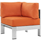 Modway Shore 4-Piece Aluminum Outdoor Patio Sectional Sofa Set in Silver Orange MDY-EEI-2559-SLV-ORA