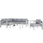 Modway Shore 5-Piece Aluminum Outdoor Patio Sectional Sofa Set in Silver Gray