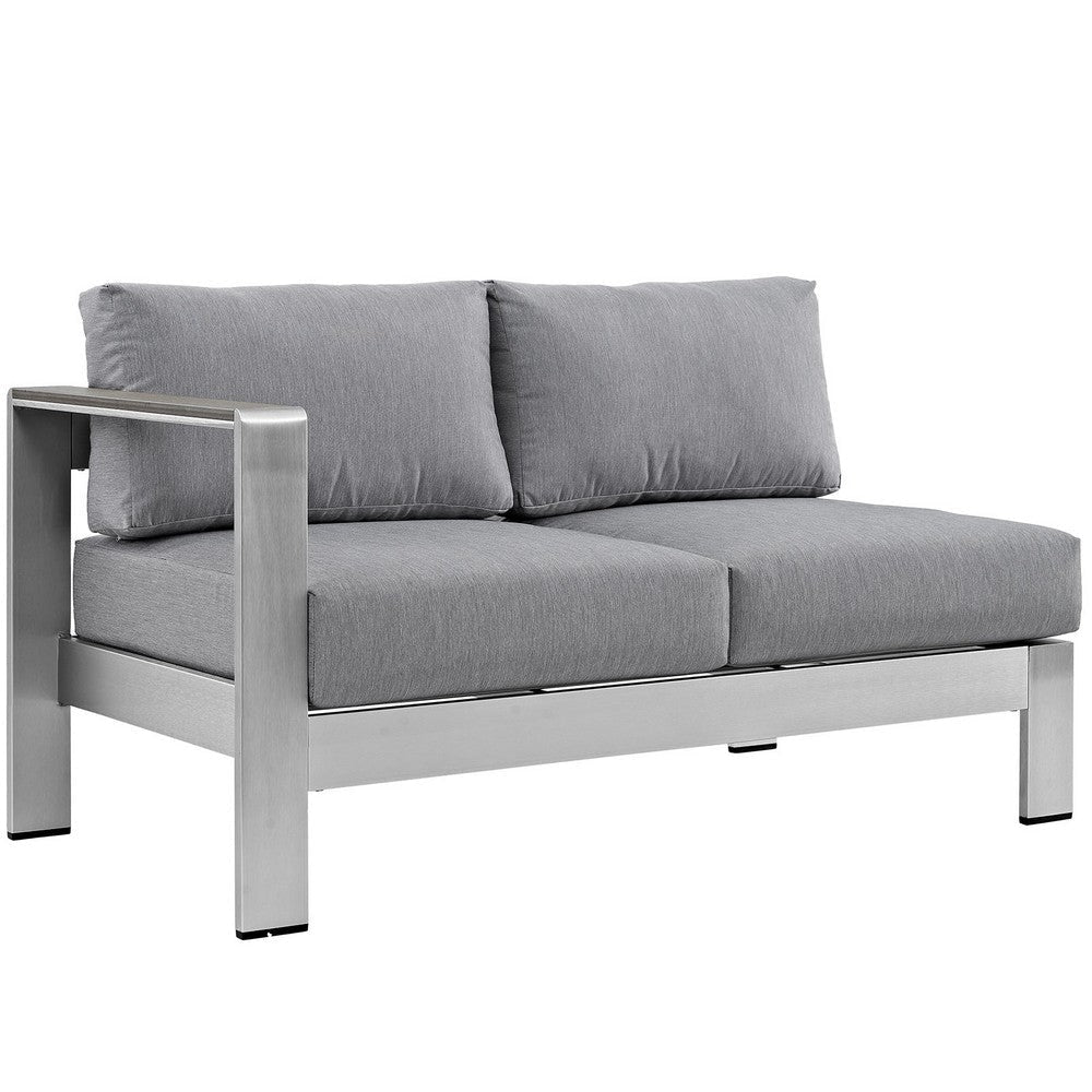 Modway Shore 6-Piece Aluminum Outdoor Patio Sectional Sofa Set in Silver Gray MDY-EEI-2561-SLV-GRY