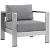 Modway Shore 4-Piece Aluminum Outdoor Patio Furniture Set in Silver Gray MDY-EEI-2567-SLV-GRY