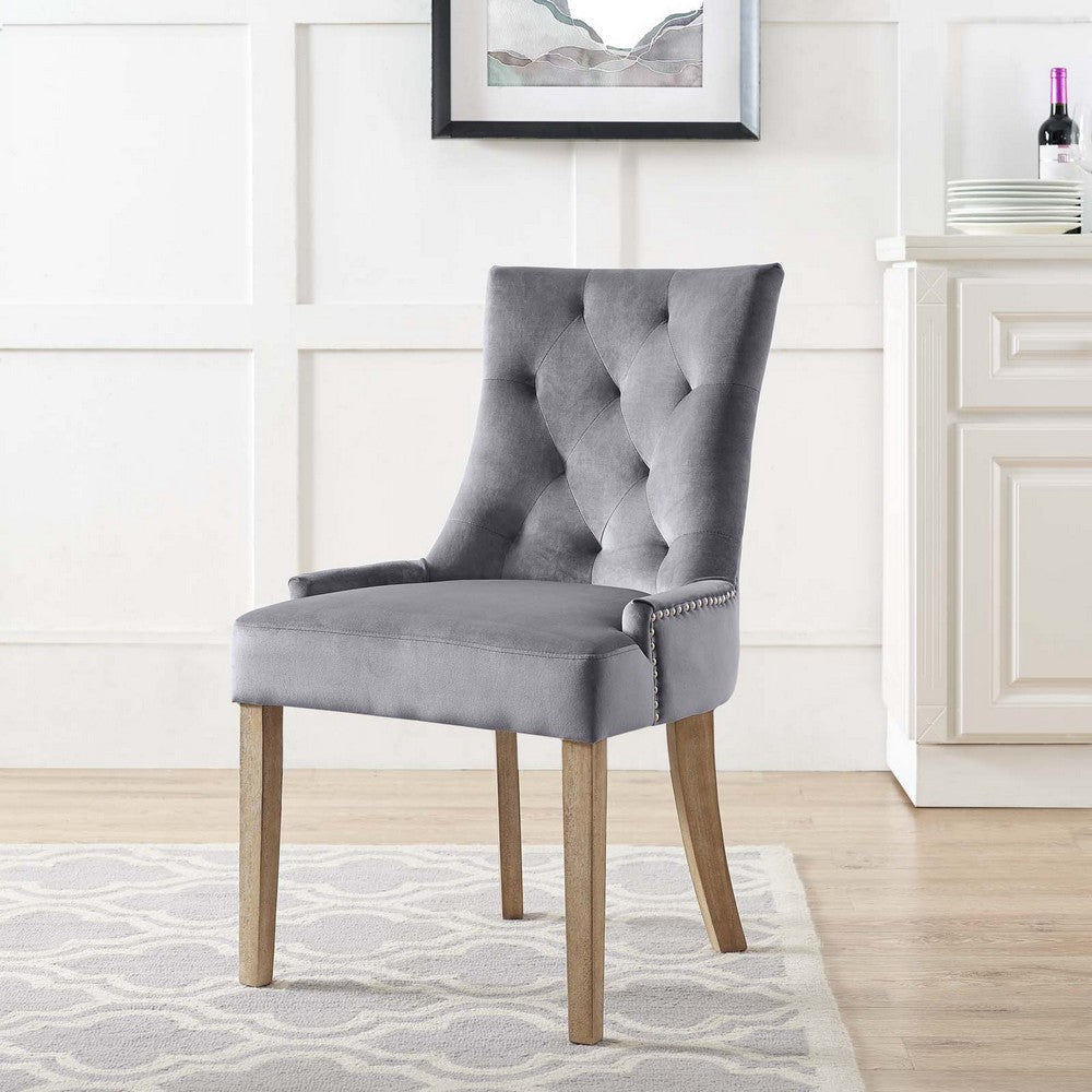 Modway EEI-2577Pose Tufted Performance Velvet Upholstered Dining Chair with Nailhead Trim in Gray