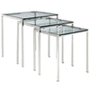 Modway Nimble Glass and Stainless Steel 3-Piece Side Nesting Table Set In Silver MDY-EEI-257