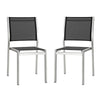 Shore Side Chair Outdoor Patio Aluminum Set of 2, Silver Black - No Shipping Charges