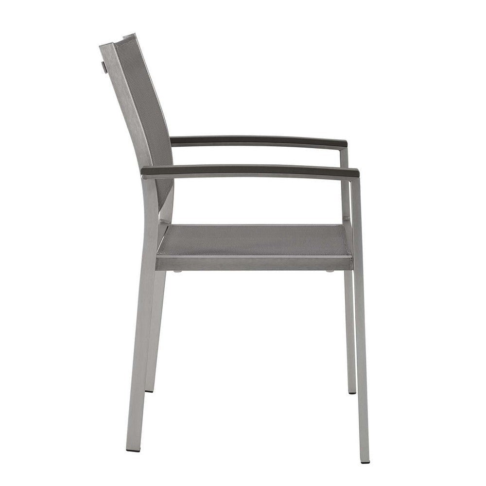 Shore Dining Chair Outdoor Patio Aluminum Set of 2 - No Shipping Charges MDY-EEI-2586-SLV-GRY-SET