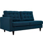 Modway Empress Mid-Century Modern Upholstered Fabric Left-Facing Loveseat In Azure