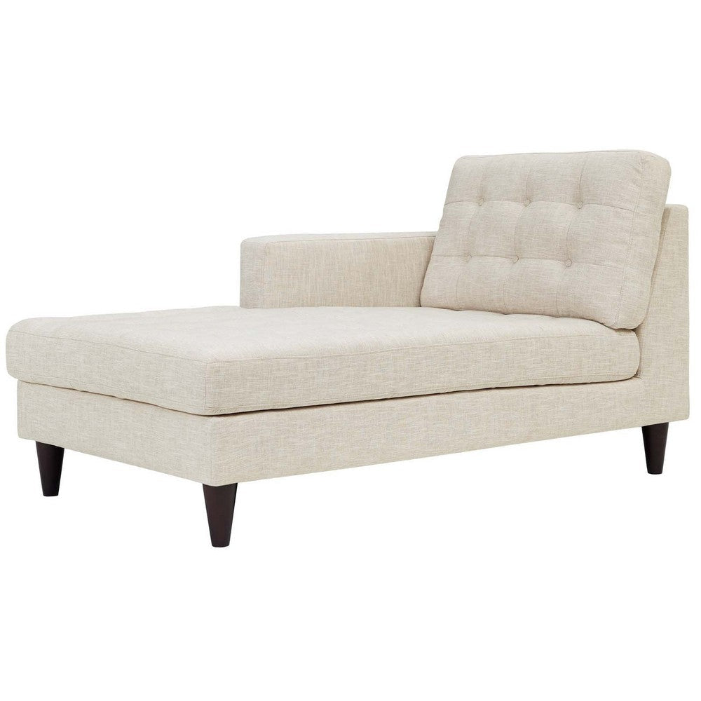 Modway Empress Mid-Century Modern Upholstered Fabric Left-Arm Chaise Lounge In Beige