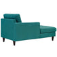 Modway Empress Mid-Century Modern Upholstered Fabric Left-Arm Chaise Lounge In Teal MDY-EEI-2596-TEA