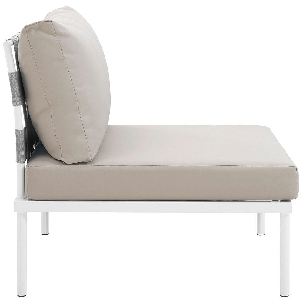 Harmony Armless Outdoor Patio Aluminum Chair White Beige - No Shipping Charges MDY-EEI-2600-WHI-BEI