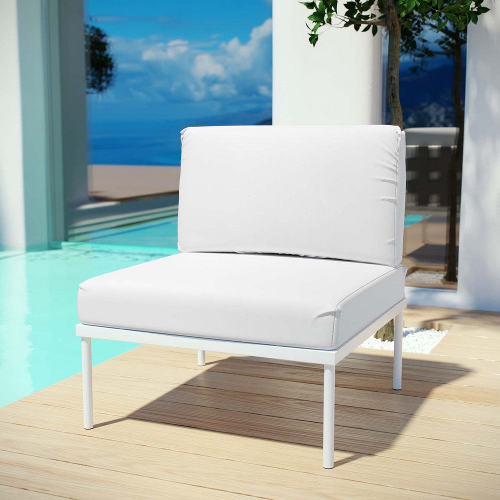 Modway Harmony Outdoor Patio Aluminum, Armless Chair, White Beige