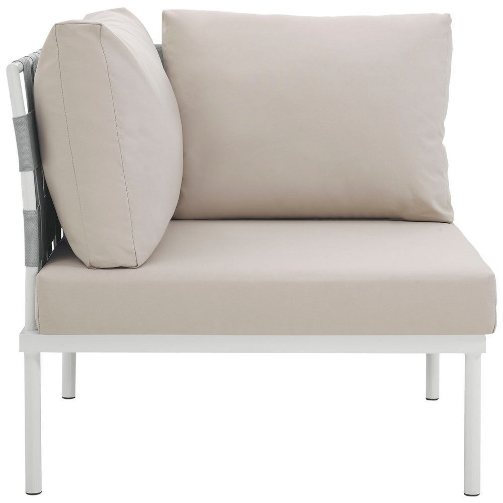 Harmony Outdoor Patio Aluminum Corner Sofa White Beige - No Shipping Charges MDY-EEI-2601-WHI-BEI