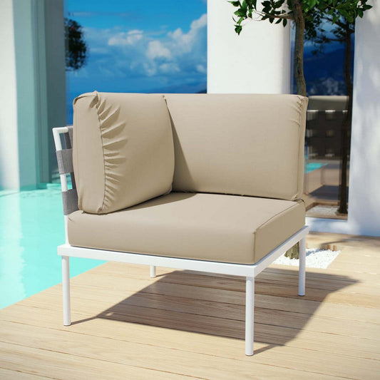 Modway Harmony Outdoor Patio Aluminum, Corner Sofa, White Gray