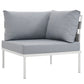 Harmony Outdoor Patio Aluminum Corner Sofa, White Gray - No Shipping Charges