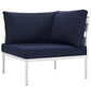 Harmony Outdoor Patio Aluminum Corner Sofa, White Navy - No Shipping Charges