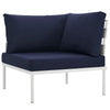 Harmony Outdoor Patio Aluminum Corner Sofa, White Navy - No Shipping Charges