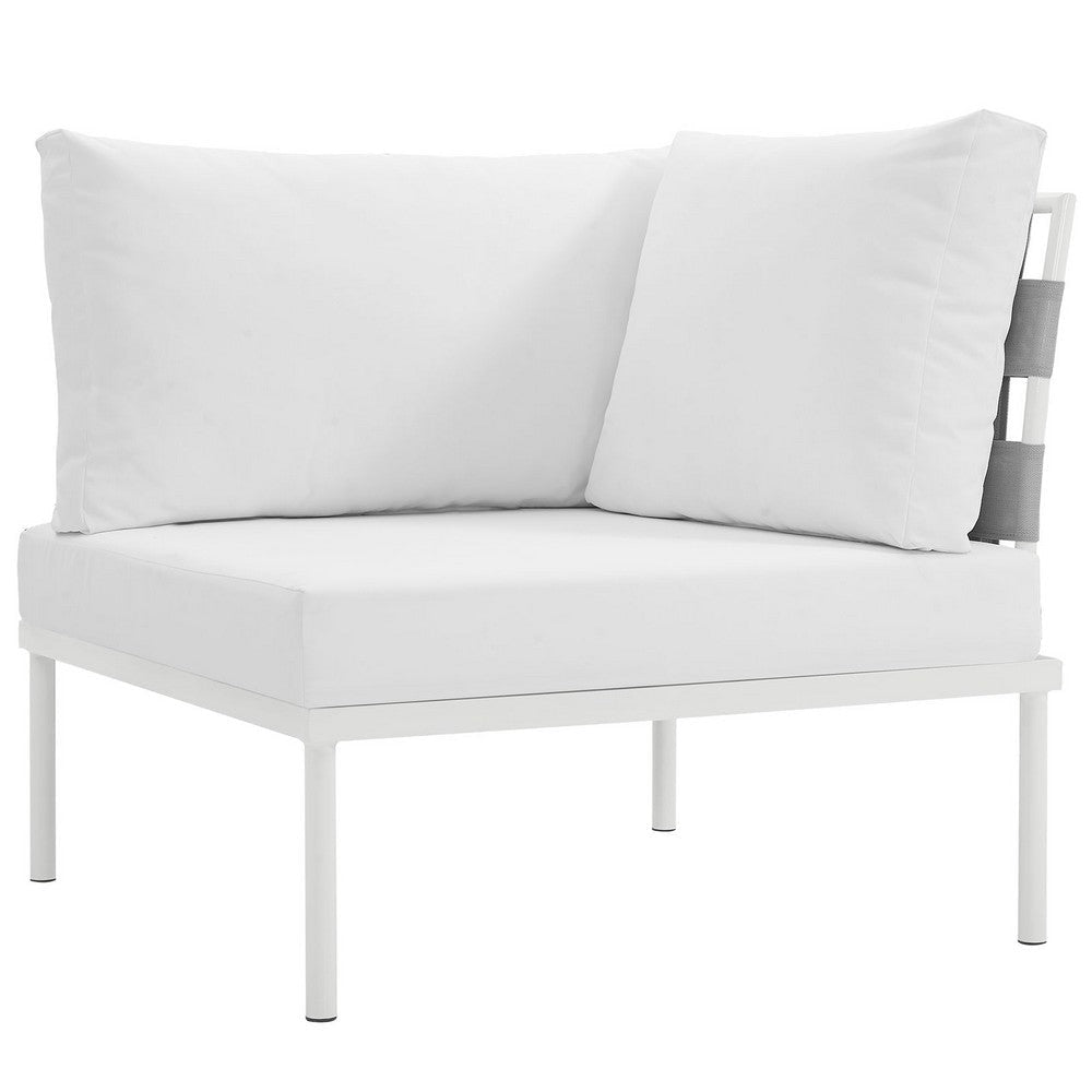 Harmony Outdoor Patio Aluminum Corner Sofa, White White - No Shipping Charges