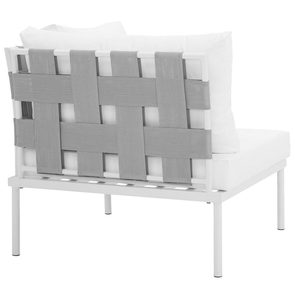 Harmony Outdoor Patio Aluminum Corner Sofa White White - No Shipping Charges MDY-EEI-2601-WHI-WHI