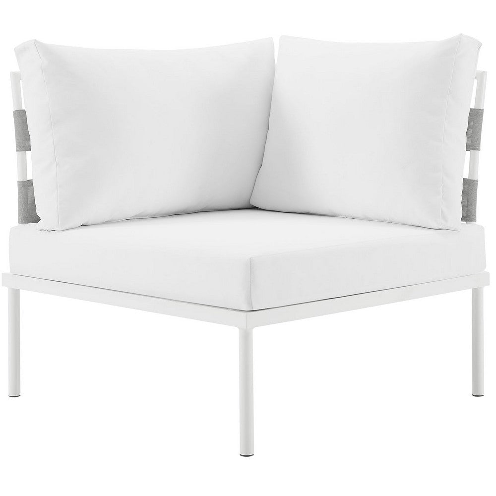 Harmony Outdoor Patio Aluminum Corner Sofa White White - No Shipping Charges MDY-EEI-2601-WHI-WHI