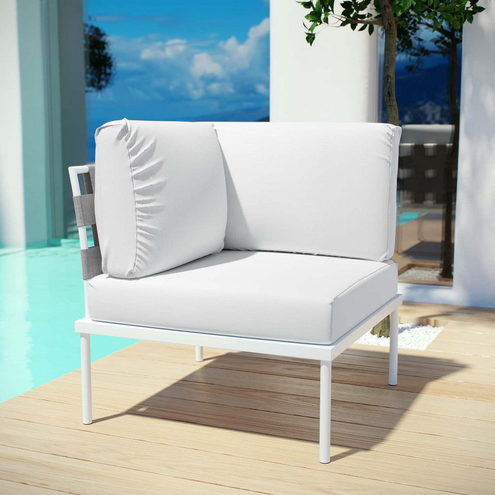 Modway Harmony Outdoor Patio Aluminum, Corner Sofa, White Beige