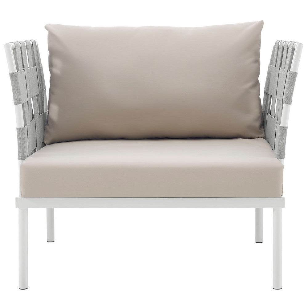 Harmony Outdoor Patio Aluminum Armchair White Beige - No Shipping Charges MDY-EEI-2602-WHI-BEI