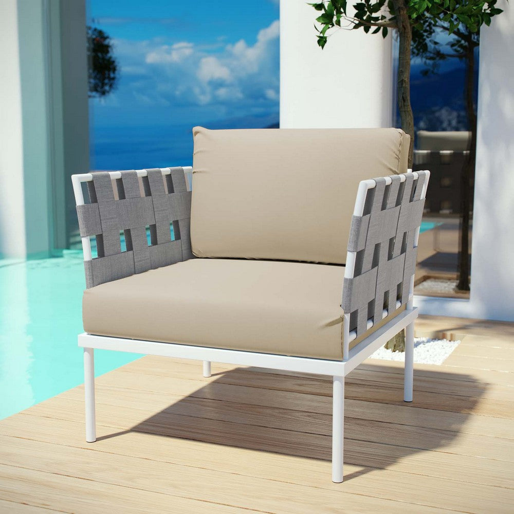 Modway Harmony Outdoor Patio Aluminum, Armchair, White Gray