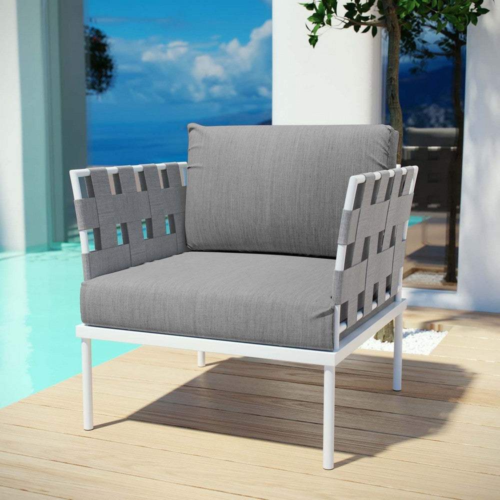 Modway Harmony Outdoor Patio Aluminum, Armchair, White Navy