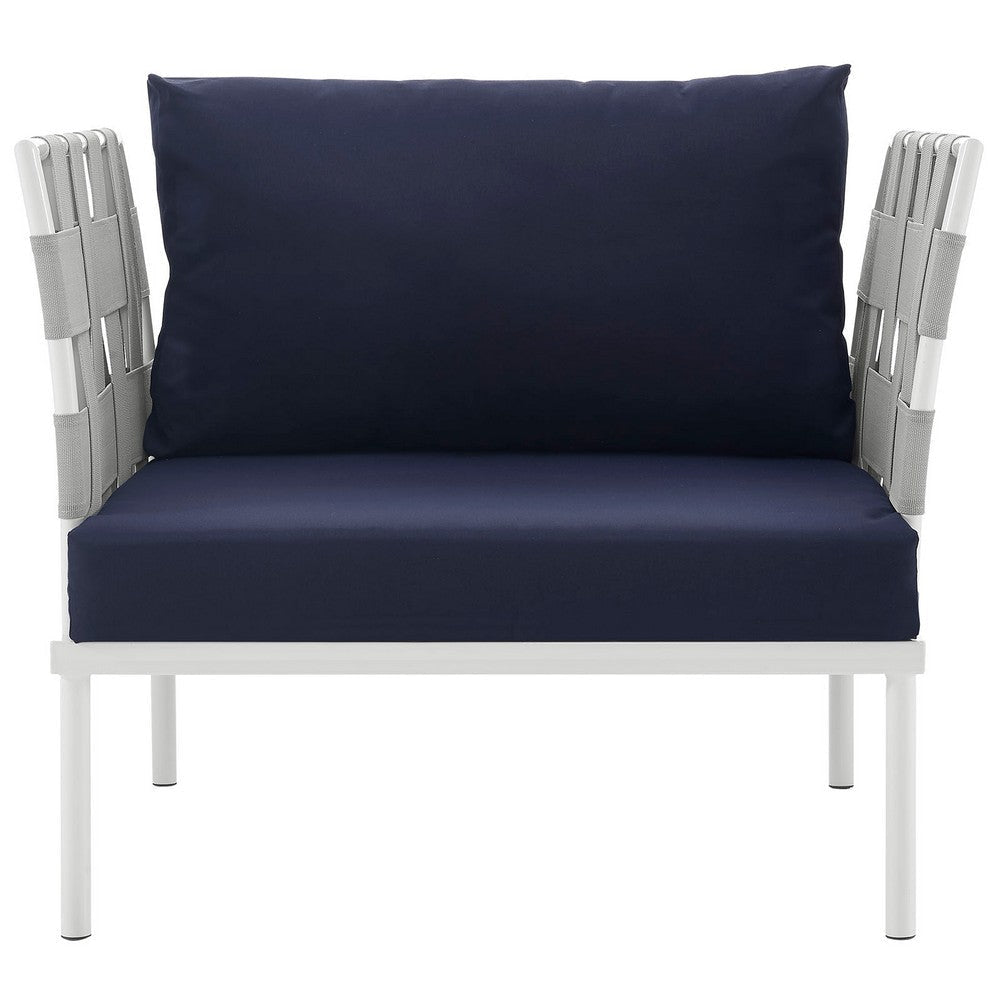 Harmony Outdoor Patio Aluminum Armchair White Navy - No Shipping Charges MDY-EEI-2602-WHI-NAV