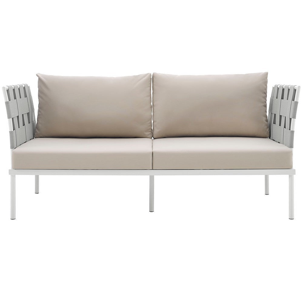 Harmony Outdoor Patio Aluminum Loveseat White Beige - No Shipping Charges MDY-EEI-2603-WHI-BEI