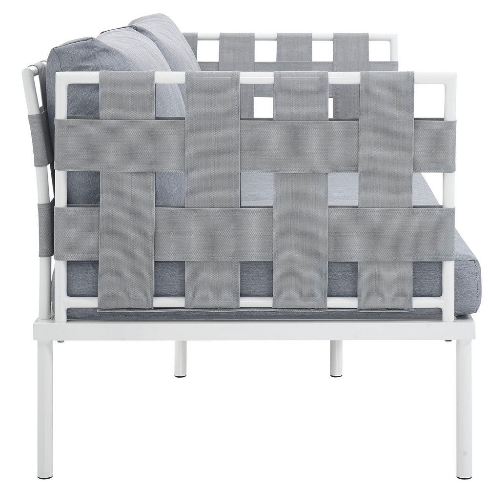 Harmony Outdoor Patio Aluminum Loveseat White Gray - No Shipping Charges MDY-EEI-2603-WHI-GRY