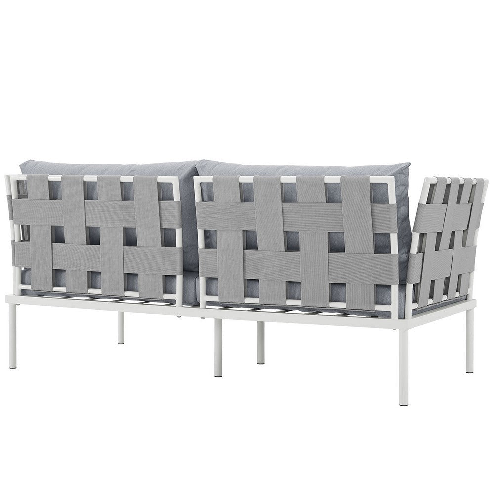 Harmony Outdoor Patio Aluminum Loveseat White Gray - No Shipping Charges MDY-EEI-2603-WHI-GRY