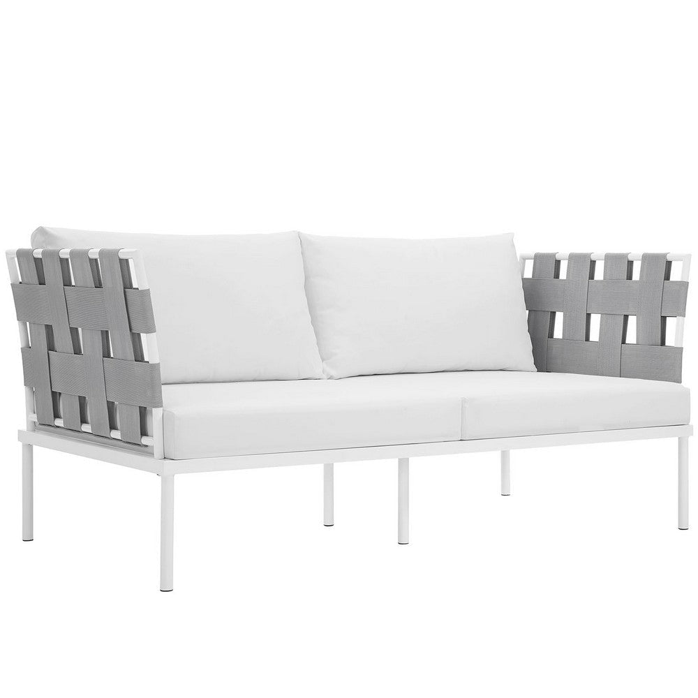 Harmony Outdoor Patio Aluminum Loveseat, White White - No Shipping Charges