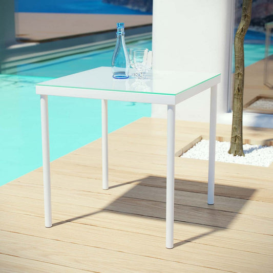 Modway EEI-2604-WHI MO-EEI-2604-WHI Harmony Outdoor Patio Aluminum with Tempered Glass, Side Table, White