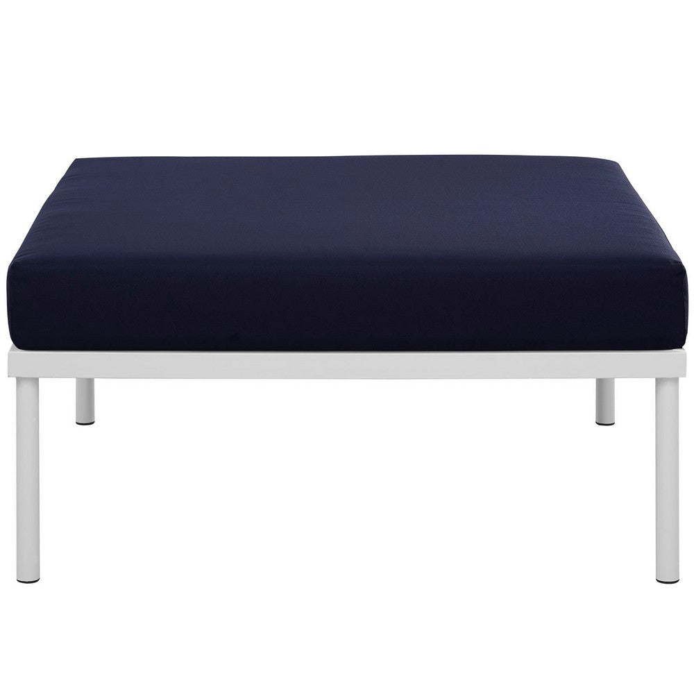 Harmony Outdoor Patio Aluminum Ottoman White Navy - No Shipping Charges MDY-EEI-2609-WHI-NAV