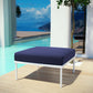 Modway Harmony Aluminum Outdoor Patio Ottoman with Cushion in White Navy