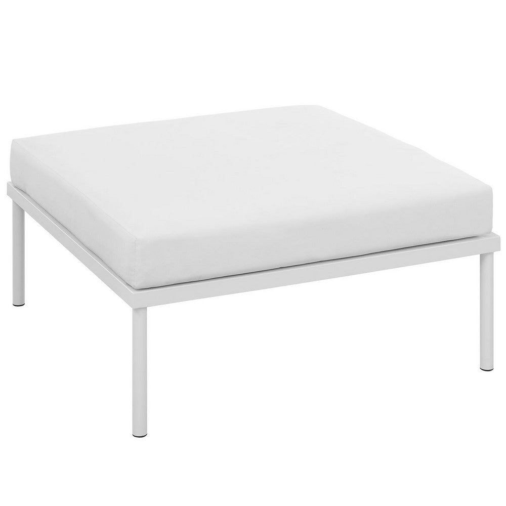 Modway Harmony Aluminum Outdoor Patio Ottoman with Cushion in White White MDY-EEI-2609-WHI-WHI