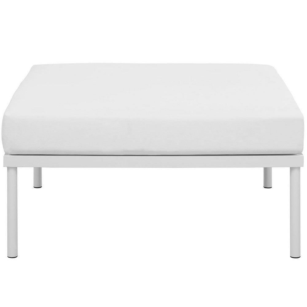 Modway Harmony Aluminum Outdoor Patio Ottoman with Cushion in White White MDY-EEI-2609-WHI-WHI