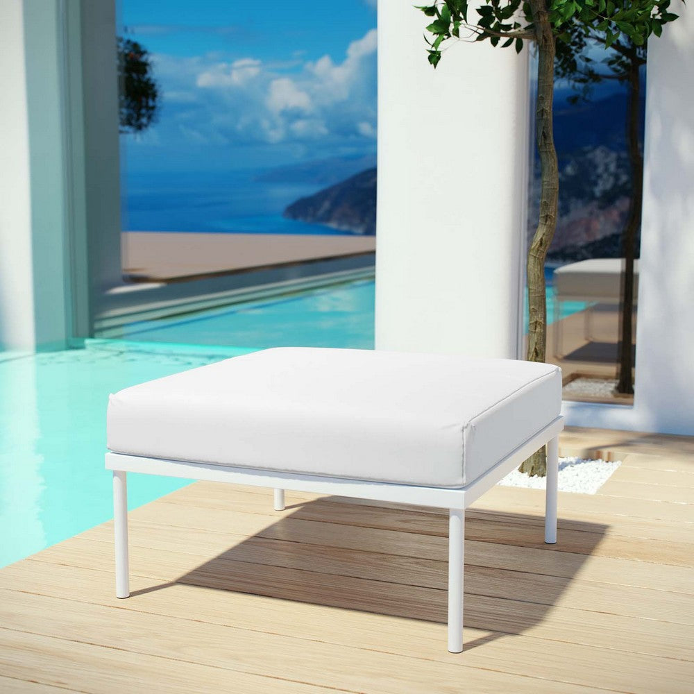 Modway Harmony Aluminum Outdoor Patio Ottoman with Cushion in White White MDY-EEI-2609-WHI-WHI