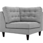 Modway Empress Mid-Century Modern Upholstered Fabric Corner Sofa In Light Gray