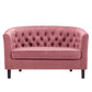 Modway Prospect Channel Tufted Performance Velvet Modern Loveseat Dusty Rose MDY-EEI-2615-DUS